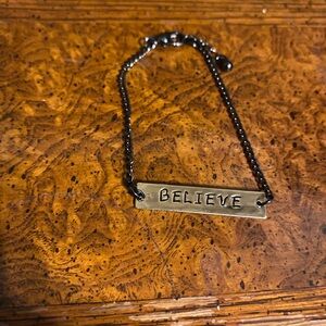 Believe Bracelet with Black Chain